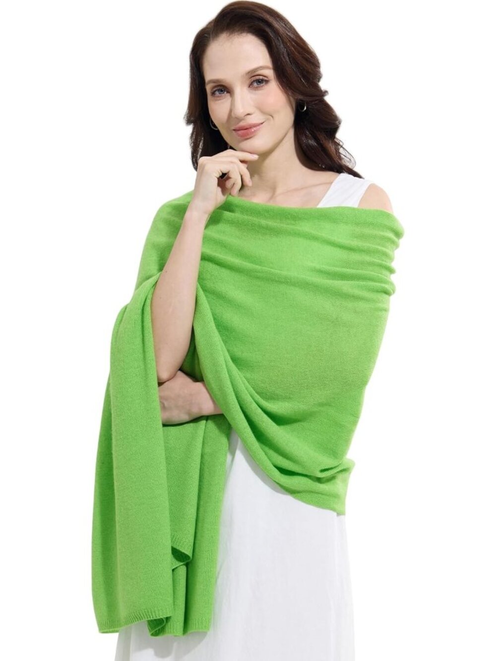 〽️Women's Cashmere Shawl Pea Green Wedding Winter Classic Shoulder Wrap 87"x28"